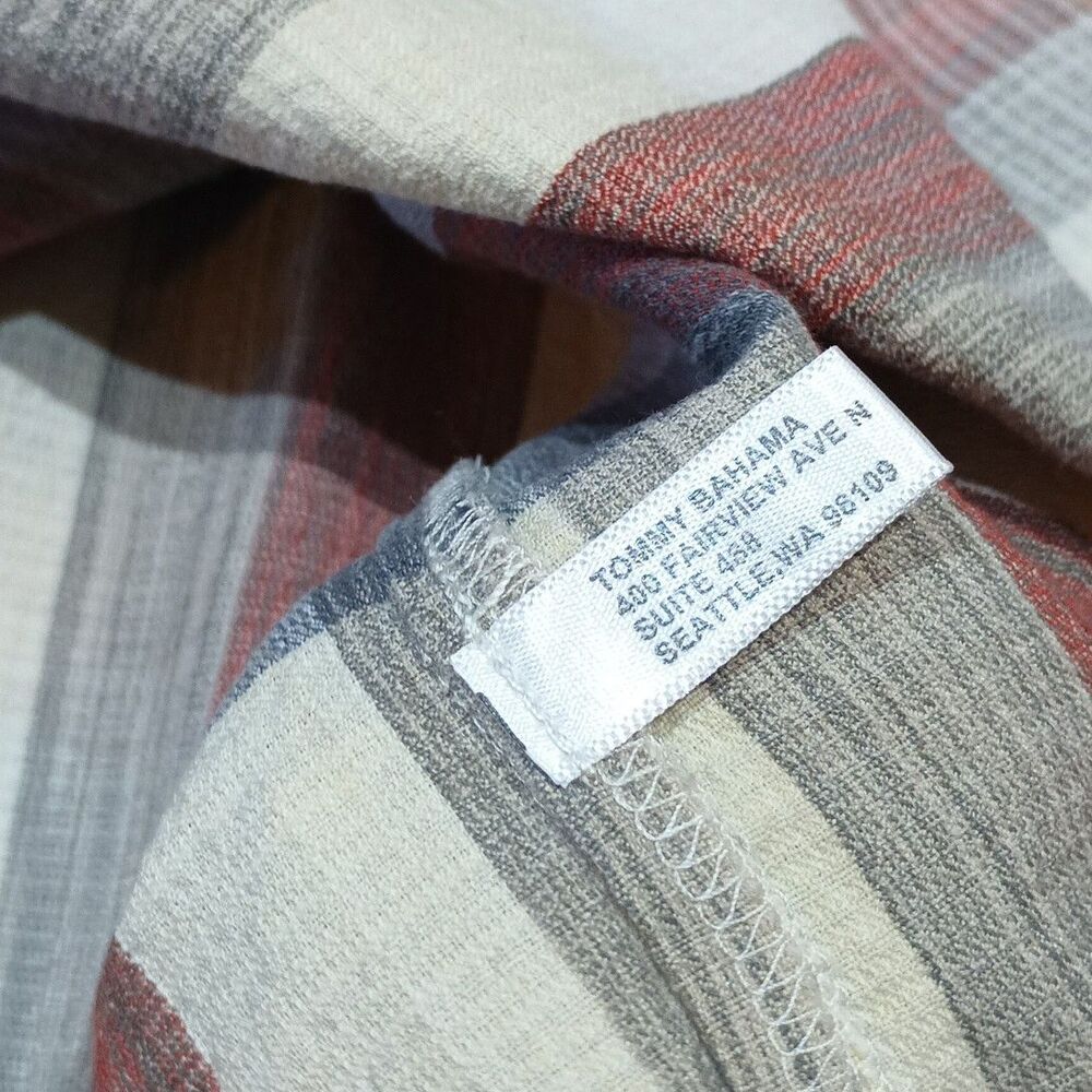 Tommy Bahama Shirt Large Collard Plaid Silk Blend Two Pockets w/Buttons Sailfish - Picture 10 of 14